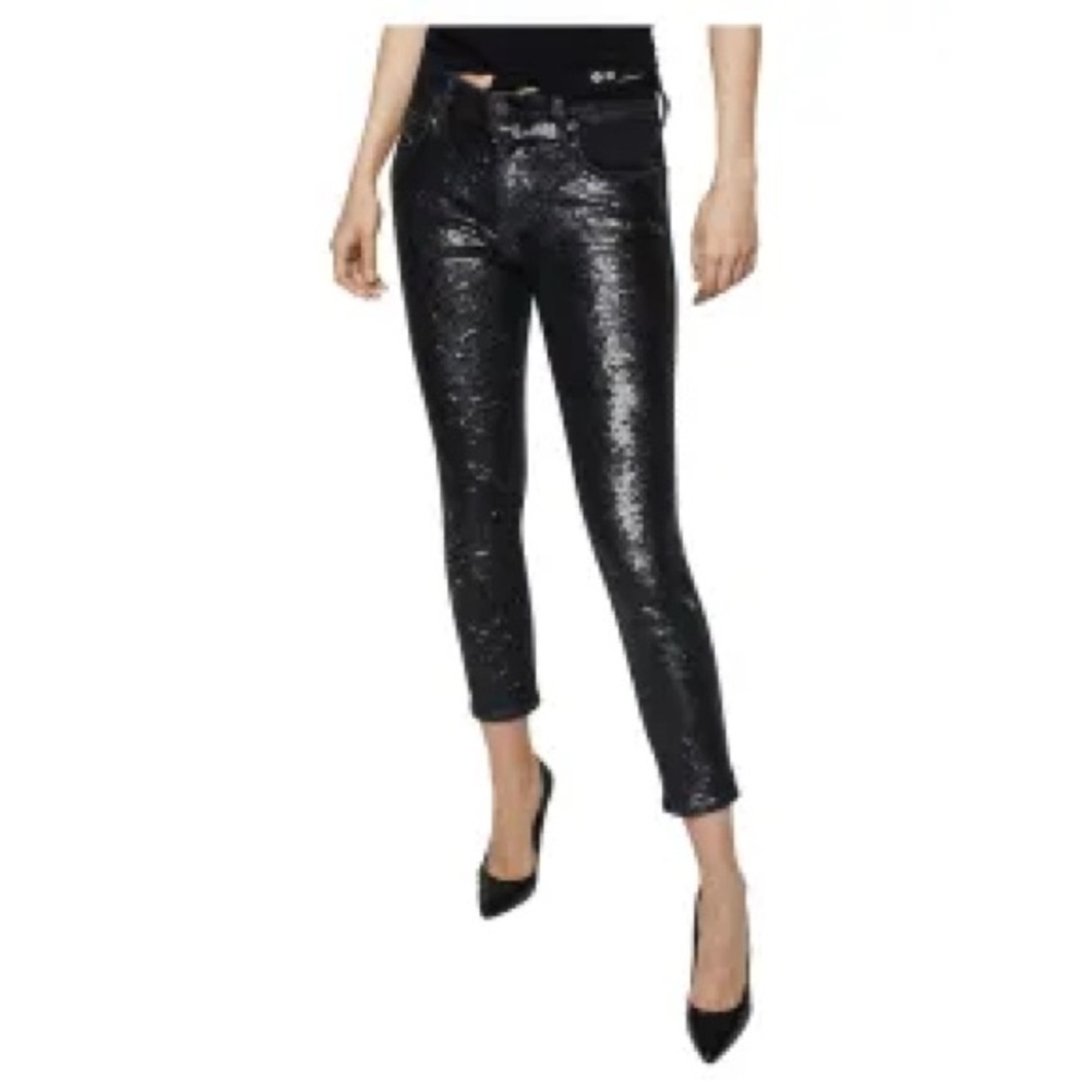 7 For All Mankind Glossy Black Pants